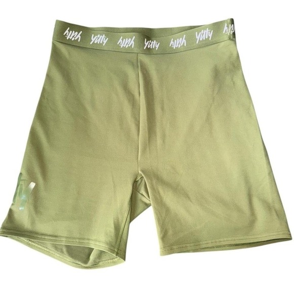 Pants - Yitty Womens Olive Green Logo Waistband Biker Shorts Size L